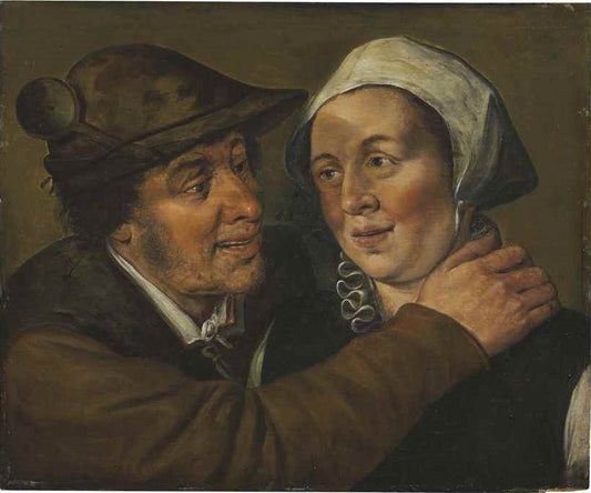 A Peasant Couple, vintage artwork by Marten van Cleve the Elder, A3 (16x12") Poster Print