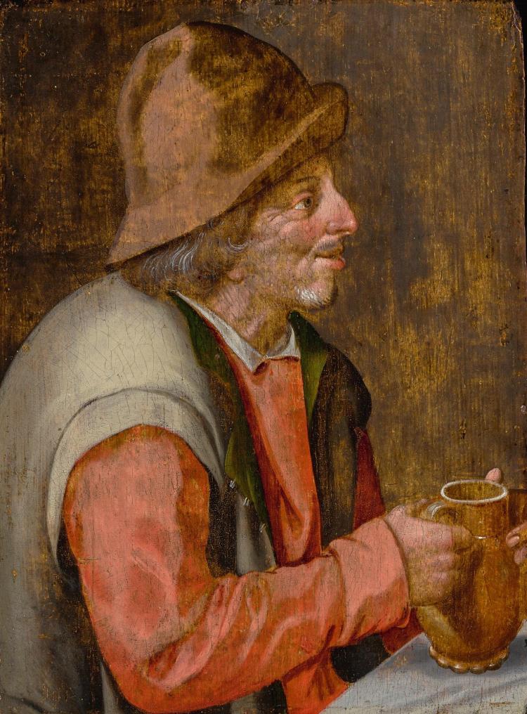 A Peasant Holding a Tankard, vintage artwork by Attributed to Marten van Cleve the Elder, A3 (16x12") Poster Print