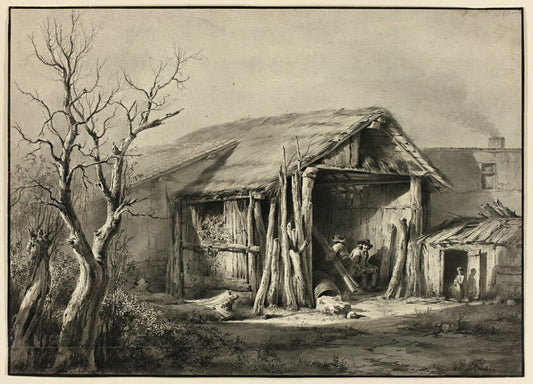 A Peasant Seated in a Shed by  Jean Jacques de Boissieu, 23x16"( A2 size) Poster Print