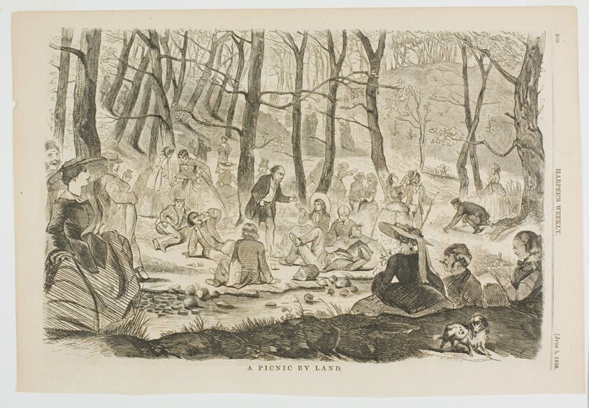 A Picnic by  Land by  Winslow Homer (American, 1836-1910), 23x16"( A2 size) Poster Print