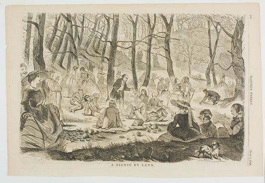 A Picnic by  Land by  Winslow Homer (American, 1836-1910), 23x16"( A2 size) Poster Print