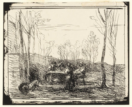 A Picnic in the Clearing by  Jean-Baptiste-Camille Corot, 23x16"( A2 size) Poster Print