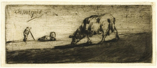 A Sheep Grazing by  Jean François Millet (French, 1814-1875), 23x16"( A2 size) Poster Print