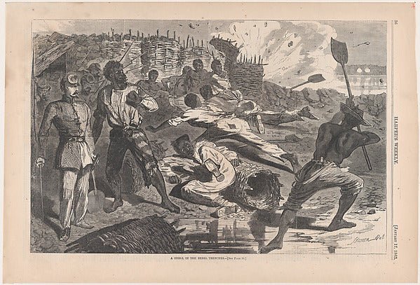A Shell in Rebel Trenches  January 17, 1863-Winslow Homer , vintage art, A3 (16x12") Poster Print