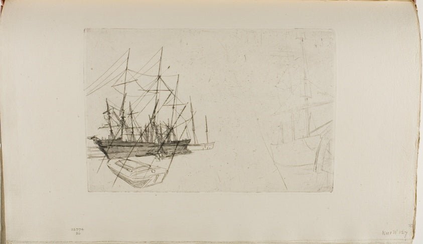 A Sketch of Shipping by  James McNeill Whistler, 23x16"( A2 size) Poster Print