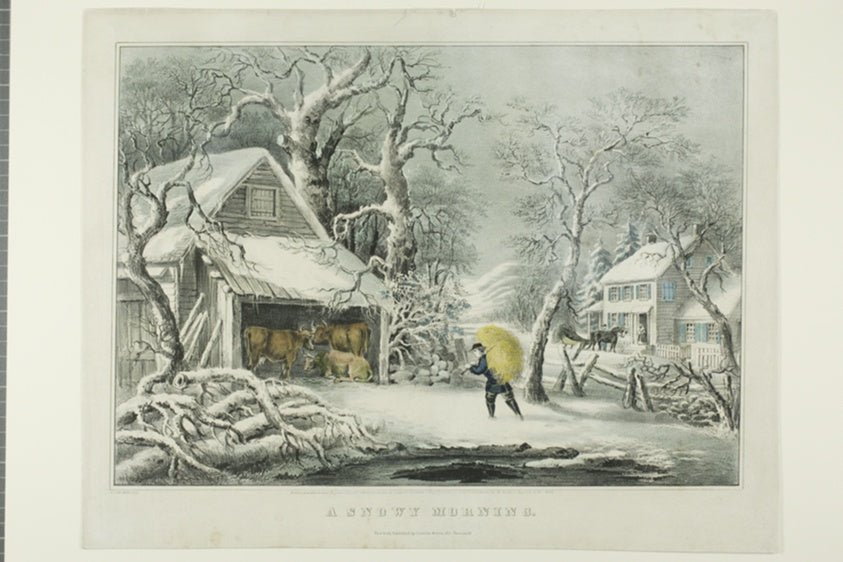 A Snowy Morning by  Fanny F. Palmer (American, born England, 1812-1876), 23x16"( A2 size) Poster Print
