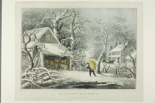 A Snowy Morning by  Fanny F. Palmer (American, born England, 1812-1876), 23x16"( A2 size) Poster Print