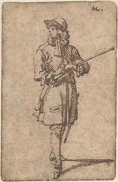 A Sportsman with a Gun 1670–1702-Marcellus Laroon the Elder , vintage art, A3 (16x12") Poster Print
