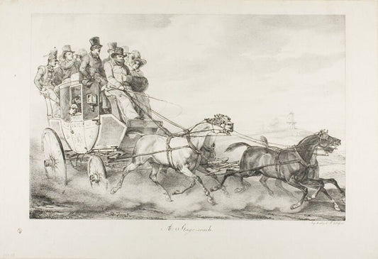 A Stagecoach by  Horace Vernet (French, 1789-1863), 23x16"( A2 size) Poster Print