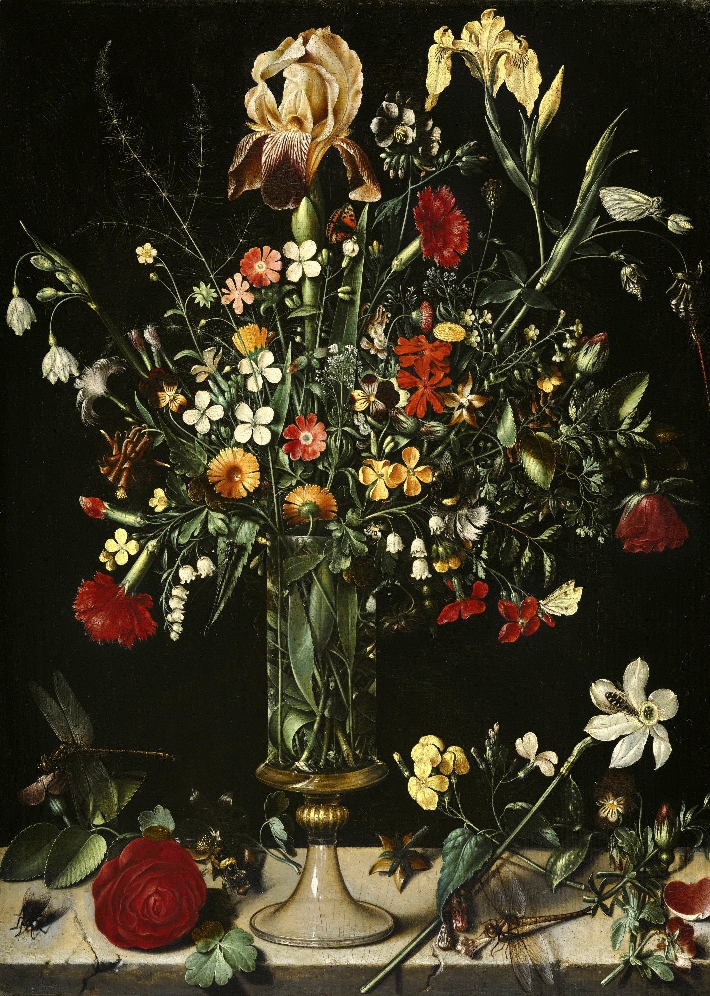 A Still Life of Flowers in a Tall Vase, vintage artwork by Ambrosius Bosschaert (I), A3 (16x12") Poster Print