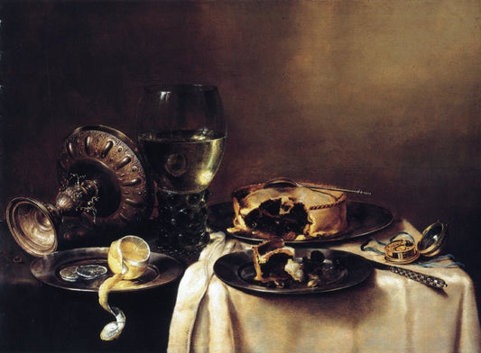 A Still Life, vintage artwork by Willem Claesz. Heda, 12x8" (A4) Poster