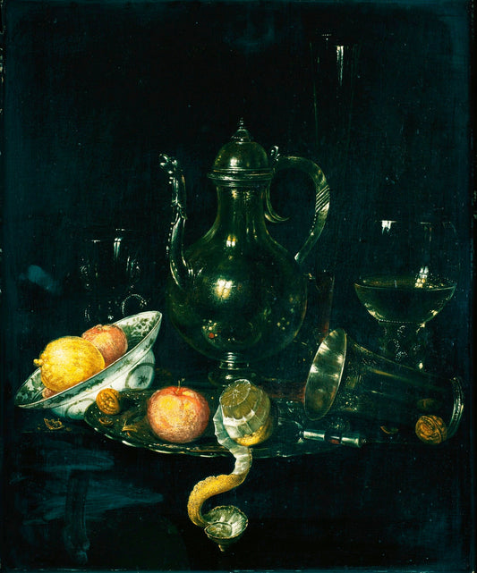 A Still Life with a Silver Ewer, a Silver Breaker, vintage artwork by Willem Claesz. Heda, 12x8" (A4) Poster