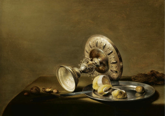 A Still Life with an Oveturned Silver Tazza, vintage artwork by Willem Claesz. Heda, 12x8" (A4) Poster