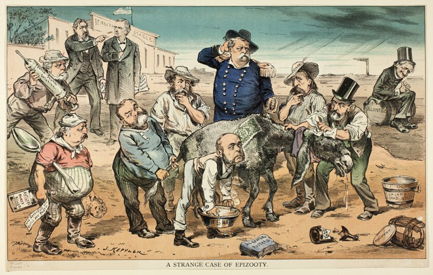 A Strange Case of Epizooty, from Puck by  Joseph Keppler, 23x16"( A2 size) Poster Print