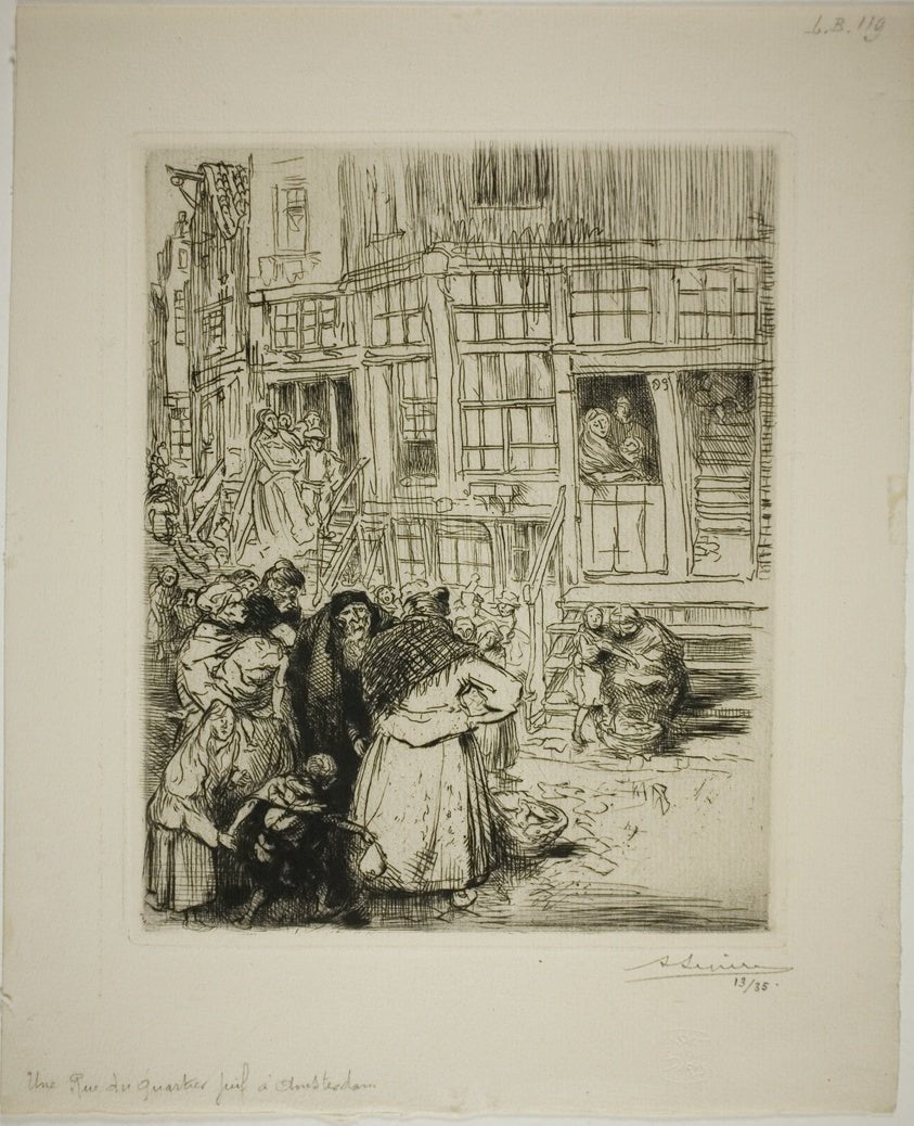 A Street in the Jewish Quarter, Amsterdam by  Louis Auguste Lepère, 23x16"( A2 size) Poster Print