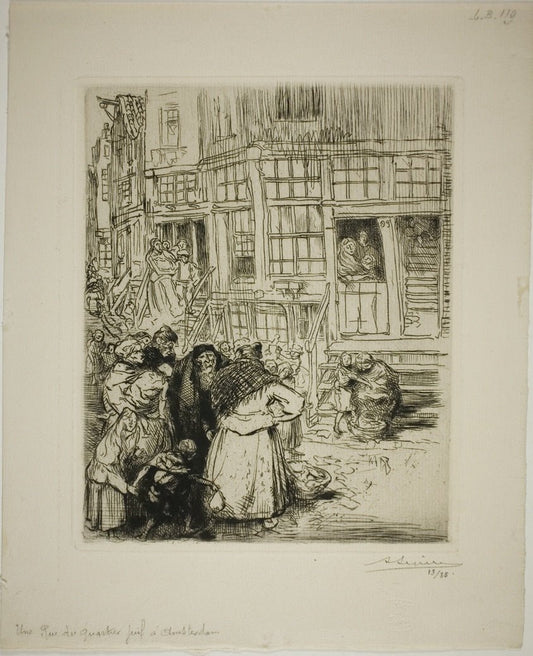 A Street in the Jewish Quarter, Amsterdam by  Louis Auguste Lepère, 23x16"( A2 size) Poster Print