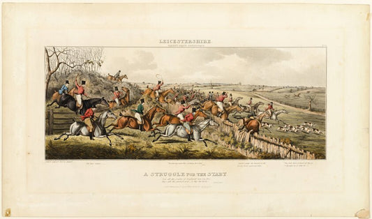 A Struggle for the Start, plate one from The Leicestershire Hunt by  John Dean Paul (English, 1775-1852), 23x16"( A2 size) Poster Print