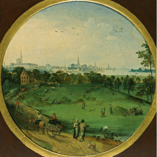 A Summer Landscape with Peasants, vintage artwork by Abel Grimmer, 12x8" (A4) Poster