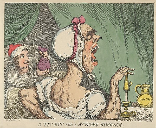 A Tit Bit for a Strong Stomach June 20, 1809-Thomas Rowlandson, vintage art, A3 (16x12") Poster Print