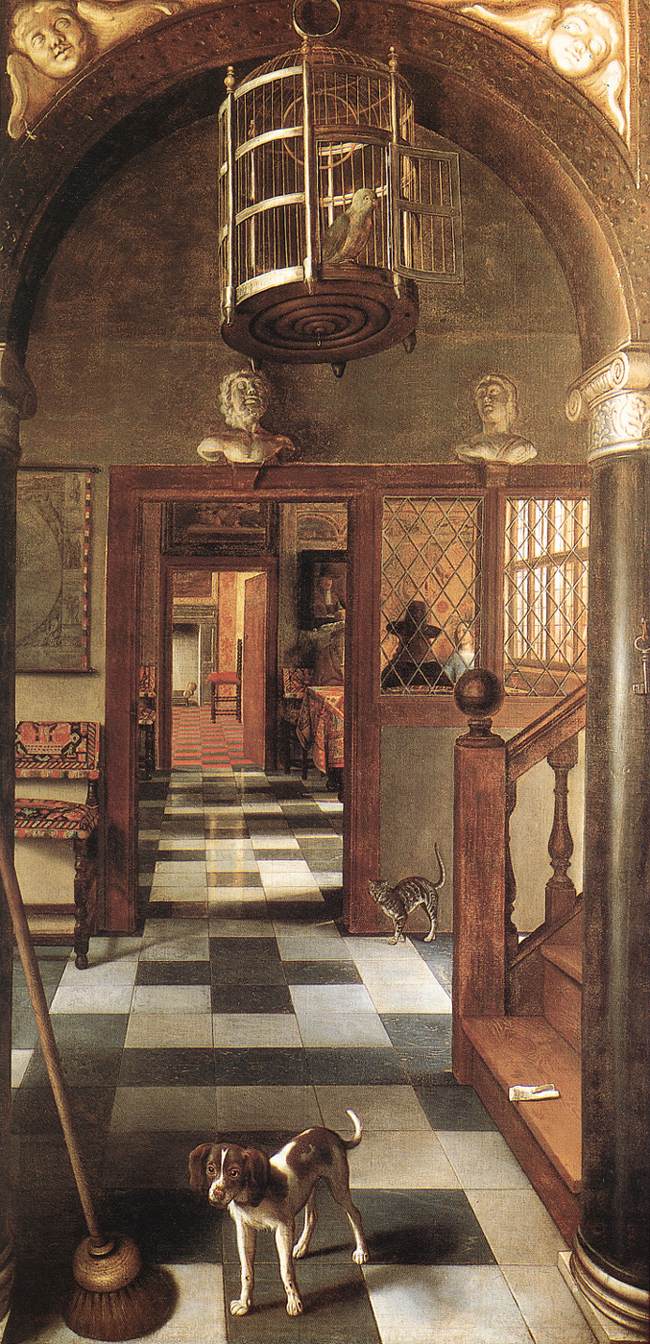 A View Down a Corridor by Samuel van Hoogstraten, vintage art, modern poster print