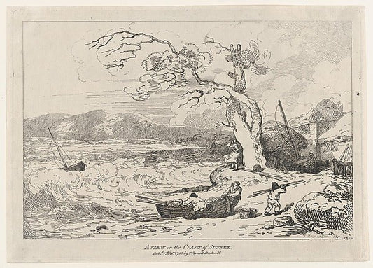 A View on the Coast of Sussex October 1, 1785-Thomas Rowlandso, vintage art, A3 (16x12") Poster Print