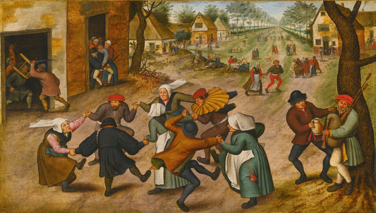 A Village Street with Peasants Dancing, vintage artwork by Pieter Brueghel the Younger, A3 (16x12") Poster Print