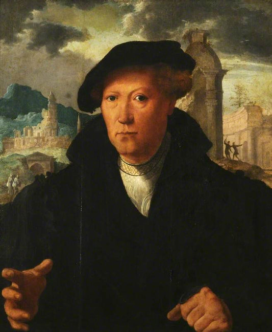 A Young Man Gesticulating with his Right Hand, vintage artwork by Jan van Scorel, A3 (16x12") Poster Print