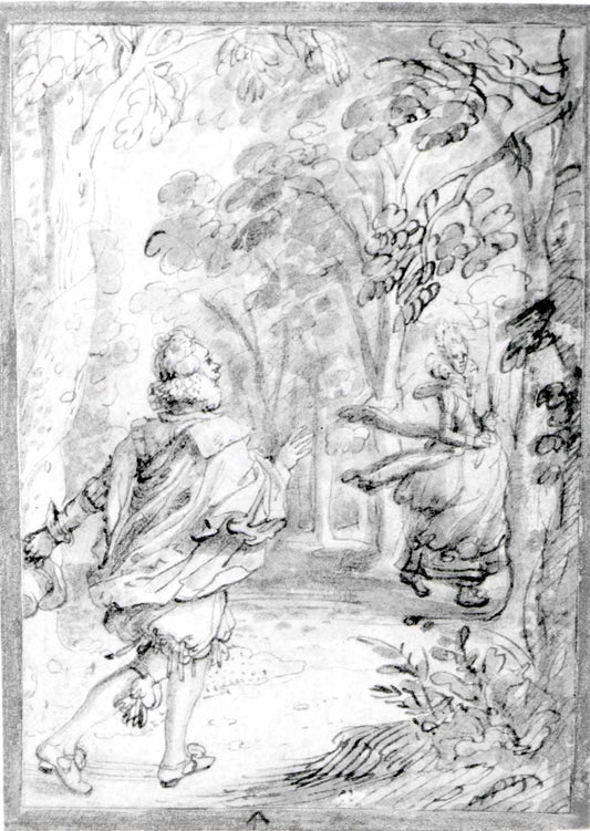 A Young Man Pursuing His Beloved into the Woods, vintage artwork by David Vinckboons, A3 (16x12") Poster Print