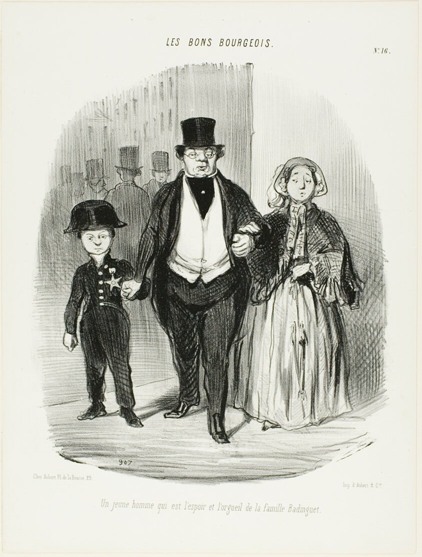 A Young Man Who is the Pride and Hope of the Badinguet Family, plate 16 from Les Bons Bourgeois by  Honore Victorin Daumier, 23x16"( A2 size) Poster Print