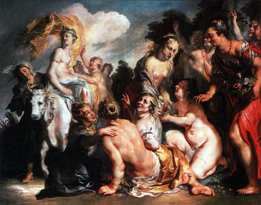 Abduction of Europa, vintage artwork by Jacob Jordaens, 12x8" (A4) Poster