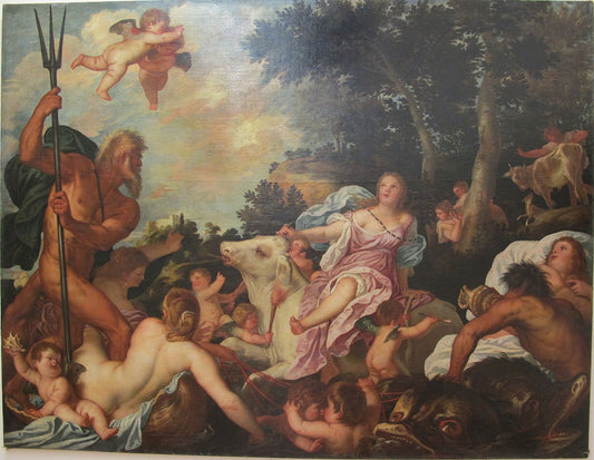 Abduction of Europe, vintage artwork by Alessandro Varotari, 12x8" (A4) Poster