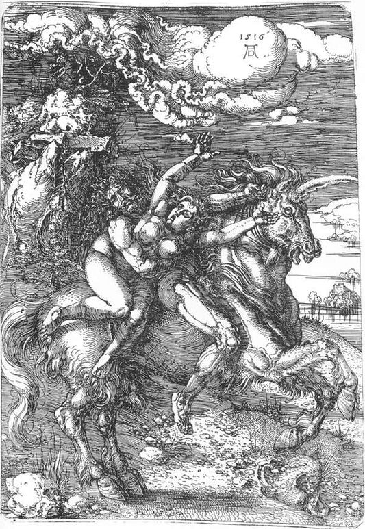 Abduction of Proserpine on a Unicorn, vintage artwork by Albrecht Dürer, A3 (16x12") Poster Print