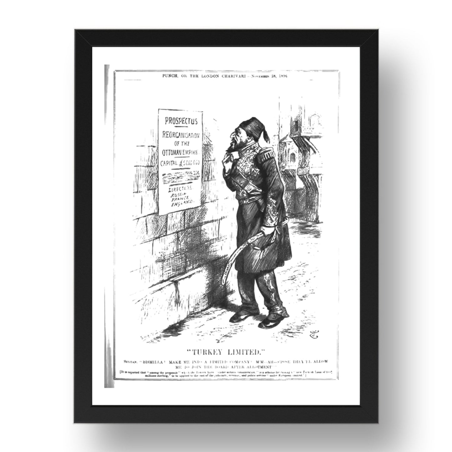 AbdulHamid, vintage historic poster in 17x13"(A3) Frame