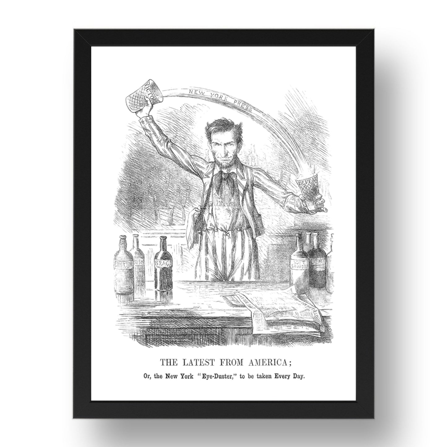 abe bartender, vintage historic poster in 17x13"(A3) Frame