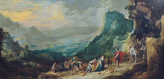 Abigail and King David, vintage artwork by Joos de Momper the Younger, A3 (16x12") Poster Print