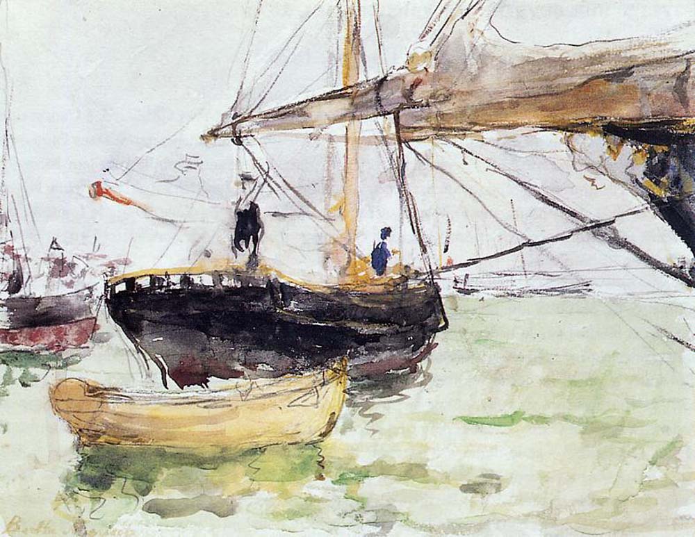 Aboard a Yacht - 1875 - by Berthe Morisot, vintage art, modern poster print
