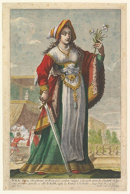 Abraham Bosse , Gilles Rousselet , After Claude Vignon:French Judith an illustration from Pierre Le Moyne's 'La Gallerie des femmes fortes' 1647, vintage artwork, 16x12"(A3) Poster Print
