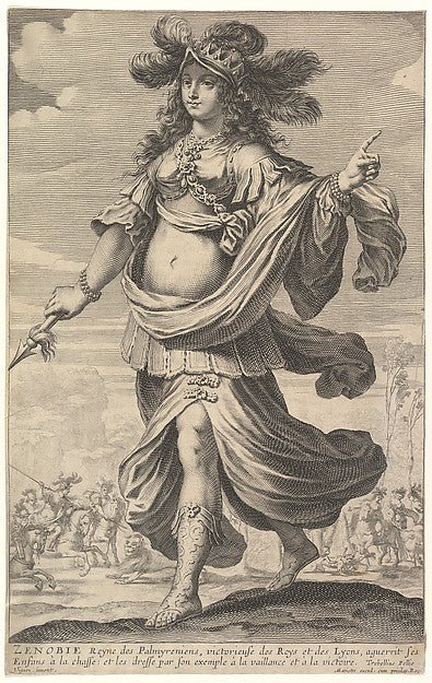 Abraham Bosse , Gilles Rousselet , After Claude Vignon:Zenobia an illustration from Pierre Le Moyne's 'La Gallerie des femmes fortes' c1647, vintage artwork, 16x12"(A3) Poster Print