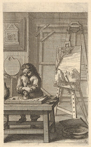 Abraham Bosse:A Painter in his Studio c1667, vintage artwork, 16x12"(A3) Poster Print