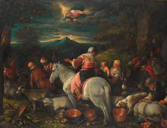 Abraham departs out of Haran, vintage artwork by Francesco Bassano  the Younger, 12x8" (A4) Poster