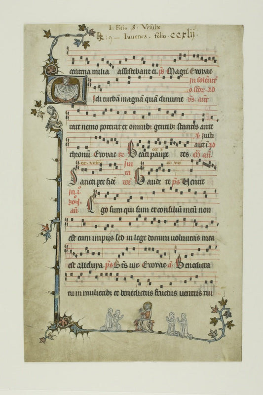 Abraham Drawing the Children of Israel to His Breast, and Christ with Kneeling Monks, from an Antiphonary by  Flemish (Tournai) or Southern England,23x16"( A2 size ) Poster Print