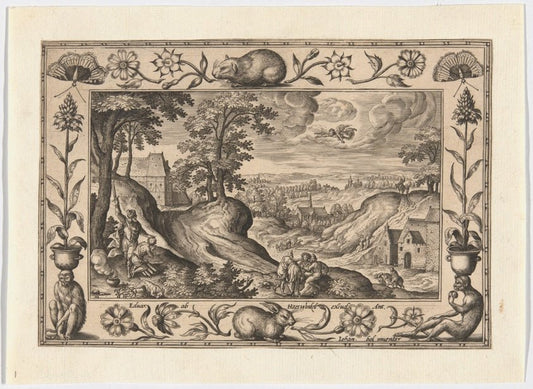 Abraham's Sacrifice of Isaac, from Landscapes with Old and New Testament Scenes and Hunting Scenes by  Adriaen Collaert (Flemish, c. 1560–1618) , 23x16"( A2 size ) Poster Print