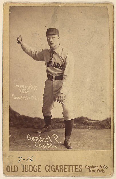 :Ad Gumbert Pitcher Chicago from the series Old Judge Cigarettes 1889, vintage artwork, 16x12"(A3) Poster Print