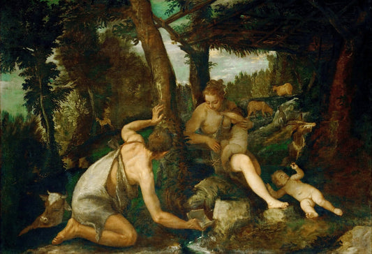 Adam and Eve after the Expulsion from Paradise, vintage artwork by Veronese, A3 (16x12") Poster Print
