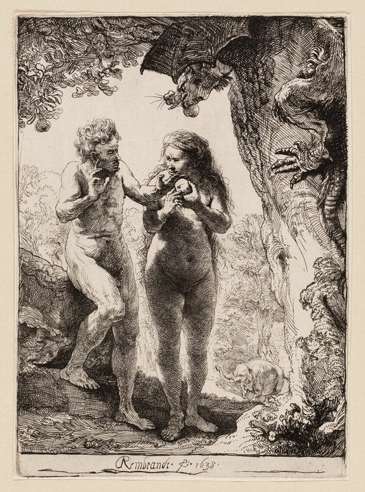 Adam and Eve by  Rembrandt van Rijn, 23x16"( A2 size) Poster Print