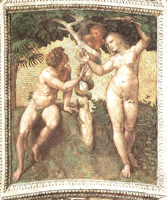 Adam and Eve (ceiling panel) (Stanza della Segnatura), vintage artwork by Raphael, A3 (16x12") Poster Print