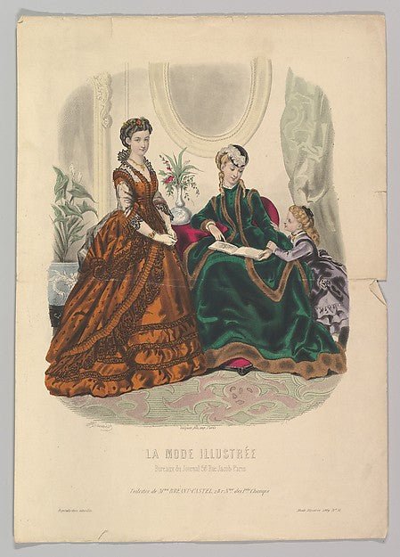 Adèle-Anaïs Toudouze:No. 51 from La Mode Illustrée 1869, vintage artwork, 16x12"(A3) Poster Print