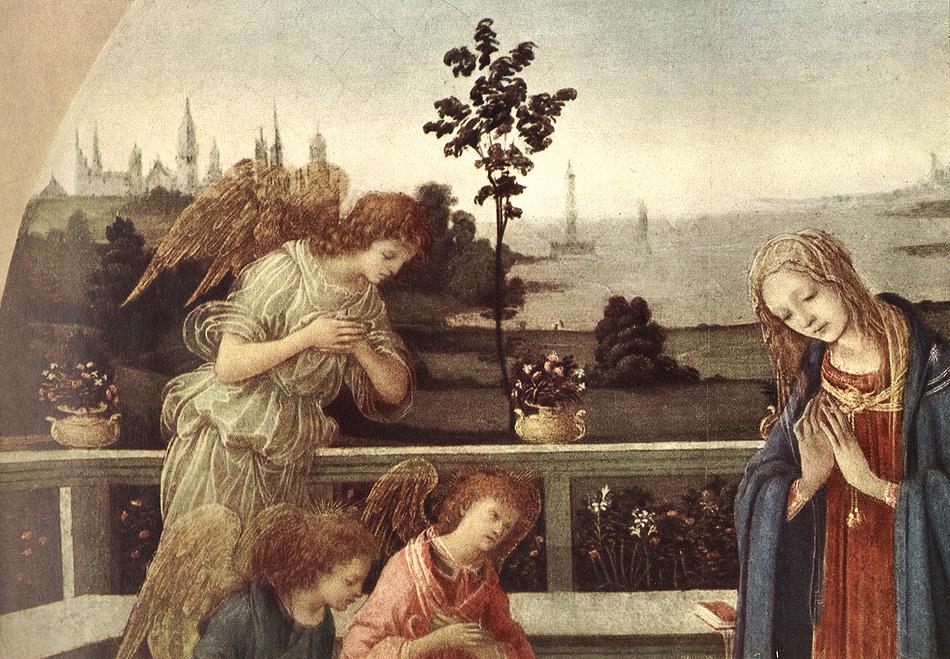 Adoration of the Child [detail], vintage artwork by Filippino Lippi, A3 (16x12") Poster Print