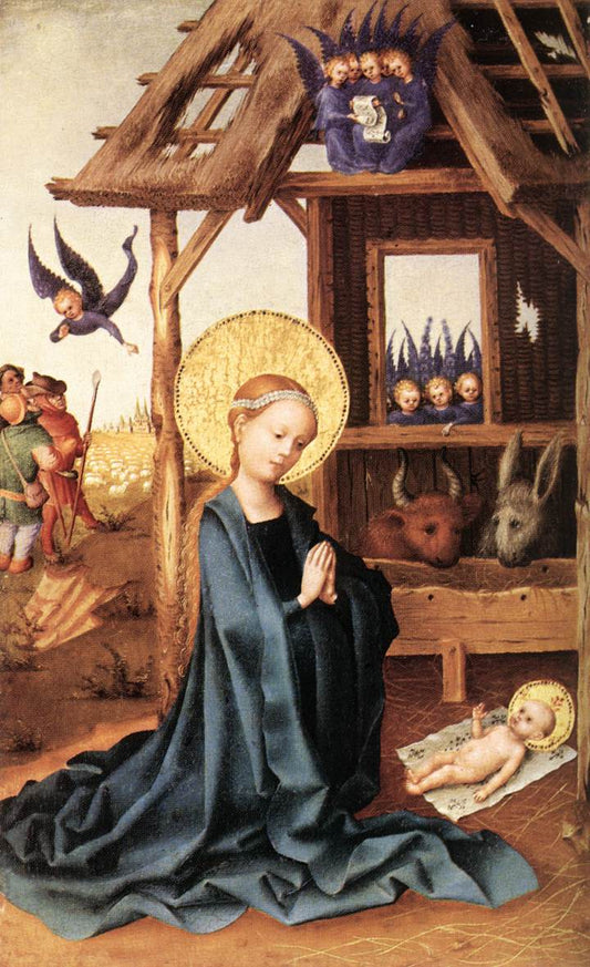Adoration of the Child Jesus, vintage artwork by Stefan Lochner, A3 (16x12") Poster Print