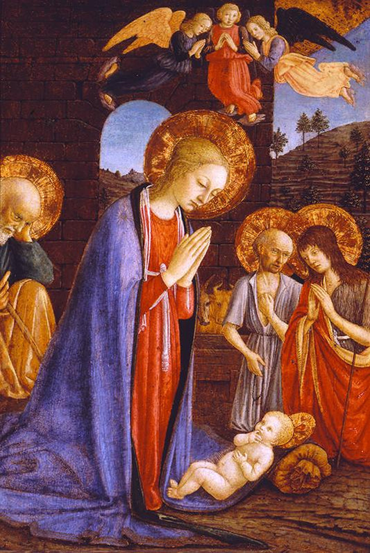 Adoration of the Child with Saint Joseph, Saint John the Baptist, and Saint Jerome, vintage artwork by Cosimo Rosselli, A3 (16x12") Poster Print